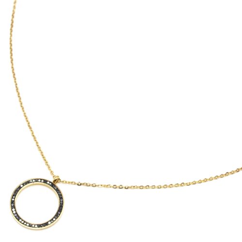 Sautoir-Collier-Fine-Chaine-Acier-Dore-avec-Pendentif-Cercle-Contour-Strass-Gris