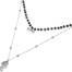 Collier-Double-Chaine-Perles-Noires-avec-Pendentifs-Os-et-Chien-Acier-Argente