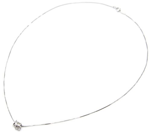 Collier-Fine-Chaine-Argent-925-Pendentif-Triple-Anneaux-Chiffres-Romains-et-Strass-Zirconium