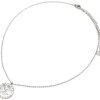Collier-Fine-Chaine-avec-Medaille-Martelee-Colombe-et-Points-Acier-Argente