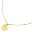 Collier-Fine-Chaine-avec-Medaille-Martelee-Feuille-Laurier-et-Points-Acier-Dore