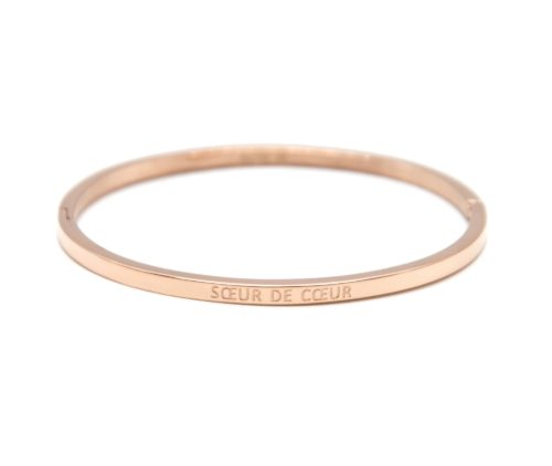 Bracelet-Jonc-Fin-Acier-Or-Rose-avec-Message-Soeur-de-Coeur