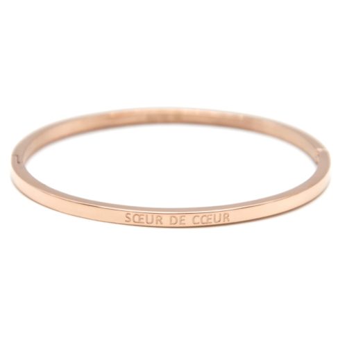 Bracelet-Jonc-Fin-Acier-Or-Rose-avec-Message-Soeur-de-Coeur