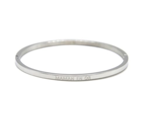 Bracelet-Jonc-Fin-Acier-Argente-avec-Message-Maman-en-Or