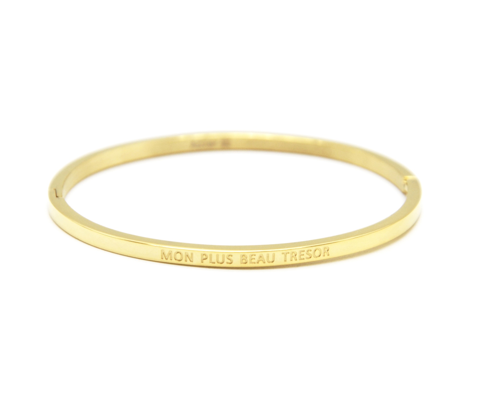 BC3467F - Bracelet Jonc Fin Acier Doré avec Message Mon Plus Beau Trésor -  Oh My Shop