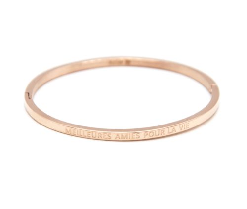 Bracelet-Jonc-Fin-Acier-Or-Rose-avec-Message-Meilleures-Amies-Pour-La-Vie