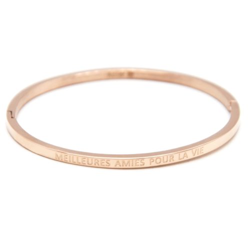 Bracelet-Jonc-Fin-Acier-Or-Rose-avec-Message-Meilleures-Amies-Pour-La-Vie