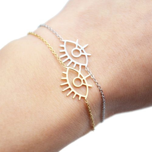 Bracelet-Fine-Chaine-avec-Charm-Oeil-Contour-Acier