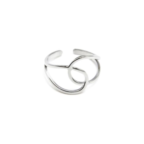 Bague-avec-Boucles-Entrelacees-Acier-Argente