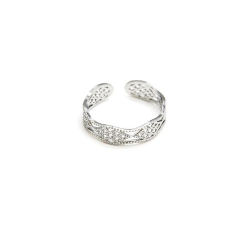 Bague-Anneau-avec-Motif-Ajoure-Quadrille-Acier-Argente