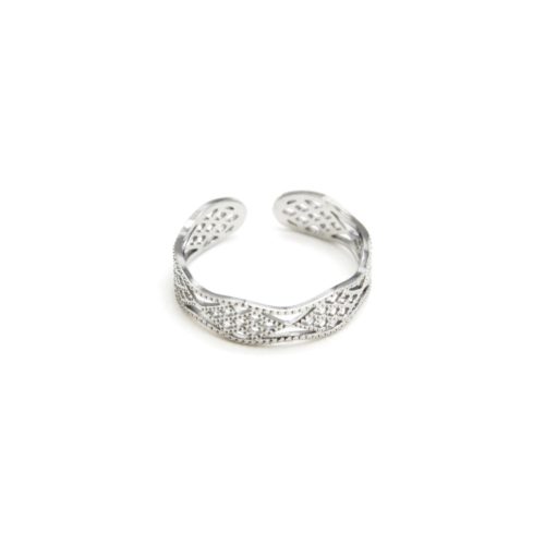 Bague-Anneau-avec-Motif-Ajoure-Quadrille-Acier-Argente