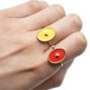 Bague-Reglable-Acier-Dore-avec-Ovale-Email-Motif-Point