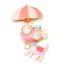 Broche-Chien-Metal-Peint-Corail-avec-Parasol-et-Lunettes-de-Soleil