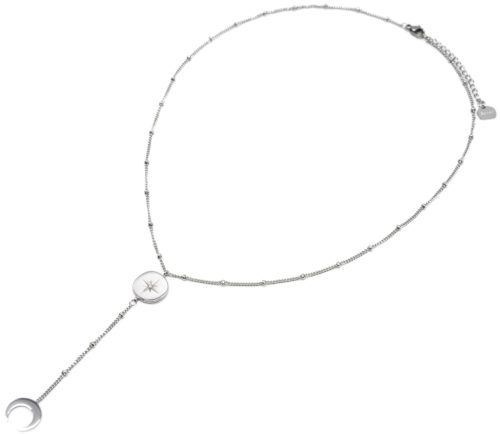 Collier-Fine-Chaine-Boules-Y-avec-Cercle-Etoile-Polaire-et-Corne-Acier-Argente