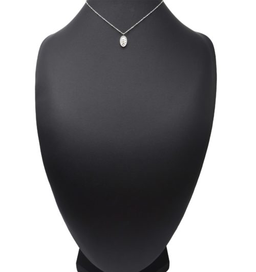 Collier-Chaine-Boules-avec-Ovale-Martele-Triple-Points-Acier-Argente