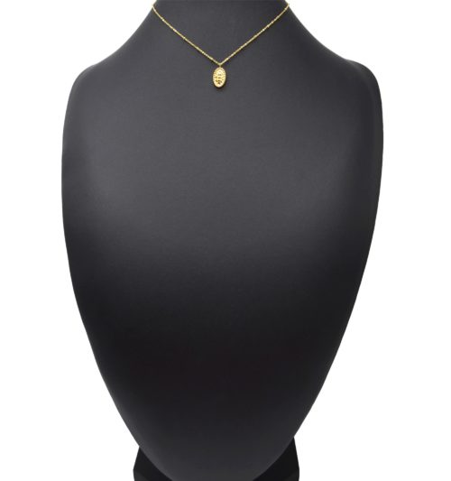 Collier-Chaine-Boules-avec-Ovale-Martele-Triple-Points-Acier-Dore