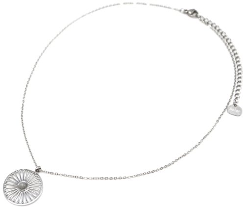 Collier-Fine-Chaine-avec-Pendentif-Fleur-Ajouree-Acier-Argente-et-Pierre-Grise