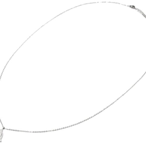 Sautoir-Collier-Fine-Chaine-avec-Medaille-Rayons-Croix-Contour-Points-Acier-Argente