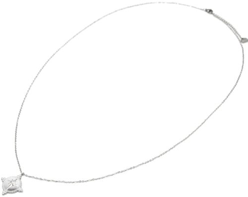 Sautoir-Collier-Fine-Chaine-avec-Cercle-Etoile-Polaire-Contour-Points-Acier-Argente