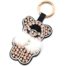 Porte-Cles-Bijou-de-Sac-Cochon-XXL-Strass-Feutrine-Rose-Nude-Noir-et-Pompon-Blanc