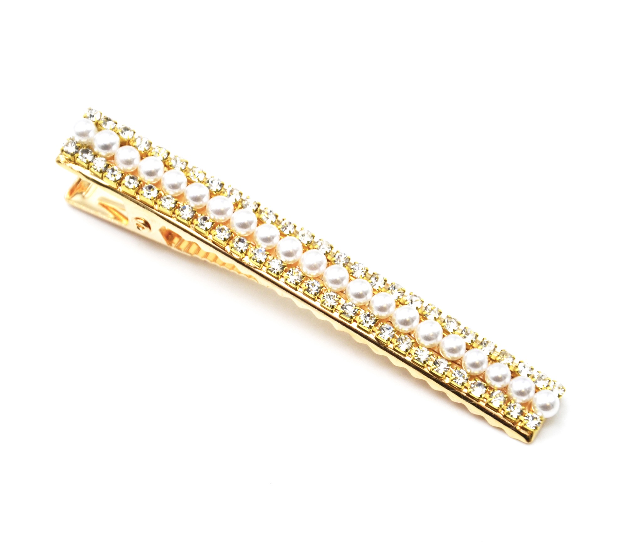 Coeur Golden Autrichien Strass Cheveux Barrette Clip Queue De Cheval Manchette Titulaire B105g