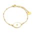 Bracelet-Chaine-Boules-Acier-Dore-avec-Ovale-Email-Blanc-Motif-Point