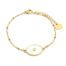 Bracelet-Chaine-Boules-Acier-Dore-avec-Ovale-Email-Blanc-Motif-Point