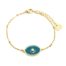 Bracelet-Chaine-Boules-Acier-Dore-avec-Ovale-Email-Bleu-Motif-Point