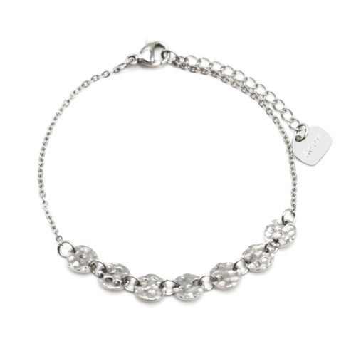 Bracelet-Fine-Chaine-avec-Medailles-Martelees-Acier-Argente