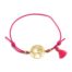 Bracelet-Elastique-Fuchsia-avec-Charm-Globe-Acier-Dore-et-Pompon