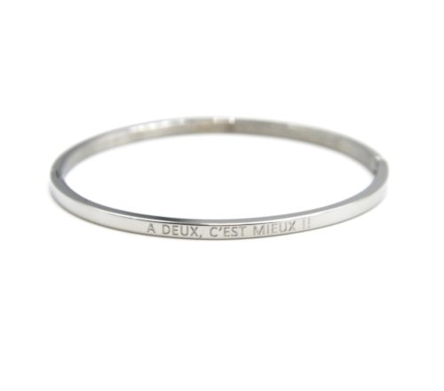 Bracelet-Jonc-Fin-Acier-Argente-avec-Message-A-Deux-C-est-Mieux