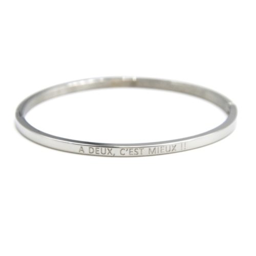 Bracelet-Jonc-Fin-Acier-Argente-avec-Message-A-Deux-C-est-Mieux