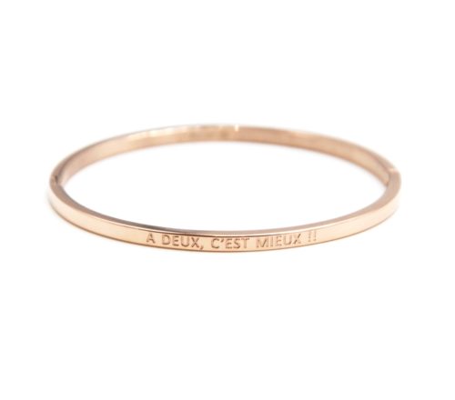 Bracelet-Jonc-Fin-Acier-Or-Rose-avec-Message-A-Deux-C-est-Mieux