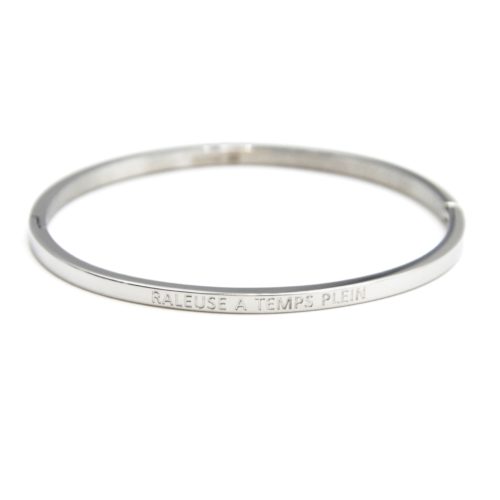 Bracelet-Jonc-Fin-Acier-Argente-avec-Message-Raleuse-A-Temps-Plein