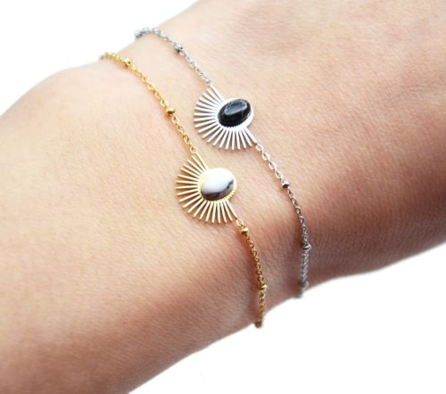 Bracelet-Chaine-Boules-avec-Demi-Soleil-Acier-et-Pierre-Marbre