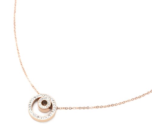 Collier-Fine-Chaine-Acier-Or-Rose-avec-Pendentif-Double-Cercles-Strass