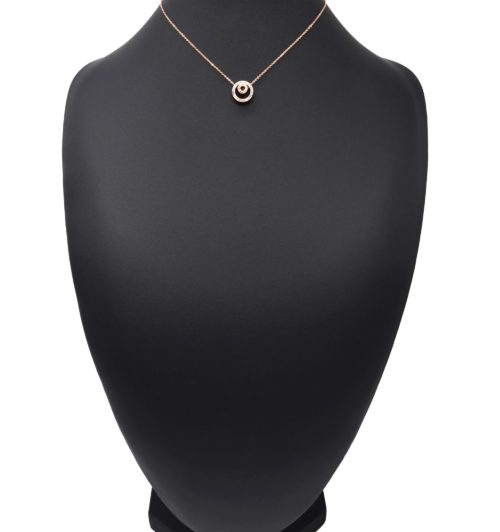 Collier-Fine-Chaine-Acier-Or-Rose-avec-Pendentif-Double-Cercles-Strass