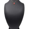 Collier-Chaine-Boules-Acier-Dore-Pendentif-Ovale-Email-Orange-Motif-Point