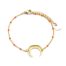 Bracelet-Fine-Chaine-Mini-Perles-Email-Orange-avec-Corne-Lune-Acier-Dore