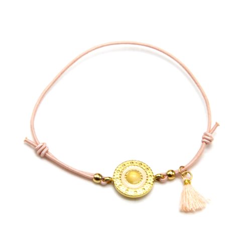 Bracelet-Elastique-Rose-Pale-Charm-Cercle-Ethnique-Acier-Dore-Pierre-et-Pompon