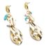 Boucles-dOreilles-Feuille-Metal-Dore-avec-Cauris-Perles-et-Pierres-Turquoise-Blanc