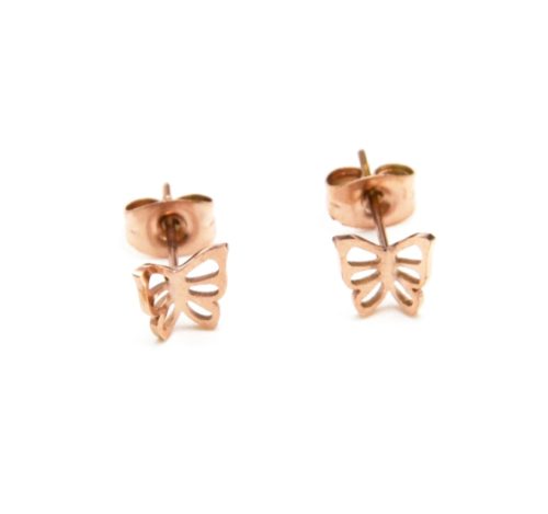 Boucles-dOreilles-Mini-Papillon-Ajoure-Acier-Or-Rose