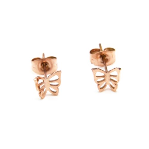 Boucles-dOreilles-Mini-Papillon-Ajoure-Acier-Or-Rose