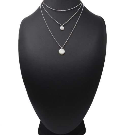 Collier-Triple-Chaine-avec-Boules-et-Medailles-Gravees-Soleil-Acier-Argente