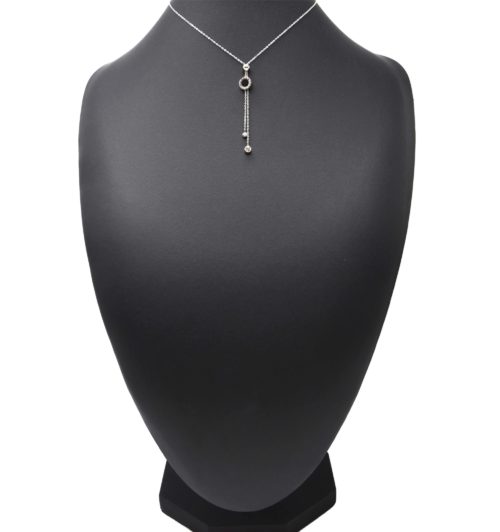 Collier-Fine-Chaine-Acier-Argente-Pendentif-Y-Boule-Cercle-Noir-et-Pierres