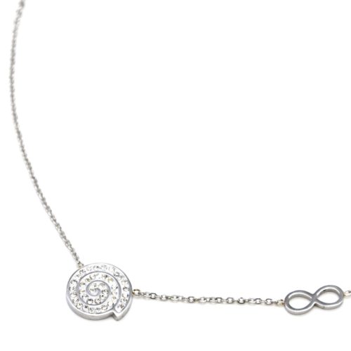 Collier-Fine-Chaine-Acier-Argente-Pendentif-Spirale-Strass-et-Signe-Infini