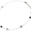 Collier-Fine-Chaine-Charms-Cercles-Noirs-Chiffres-Romains-et-Acier-Argente