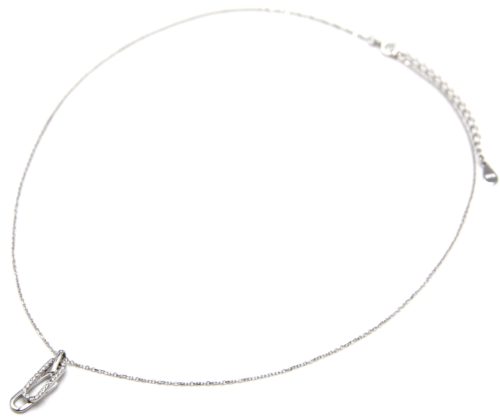 Collier-Fine-Chaine-Argent-925-Pendentif-Rectangles-Arrondis-Strass-Zirconium