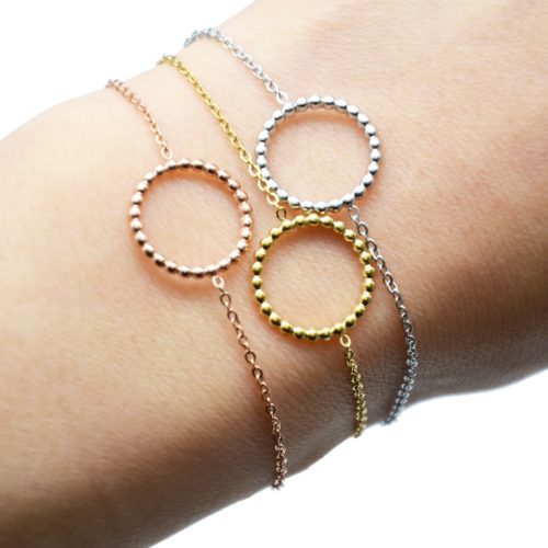 Bracelet-Fine-Chaine-avec-Charm-Cercle-Contour-Billes-Acier