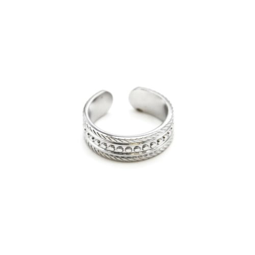 Bague-avec-Motif-Points-et-Contour-Acier-Argente